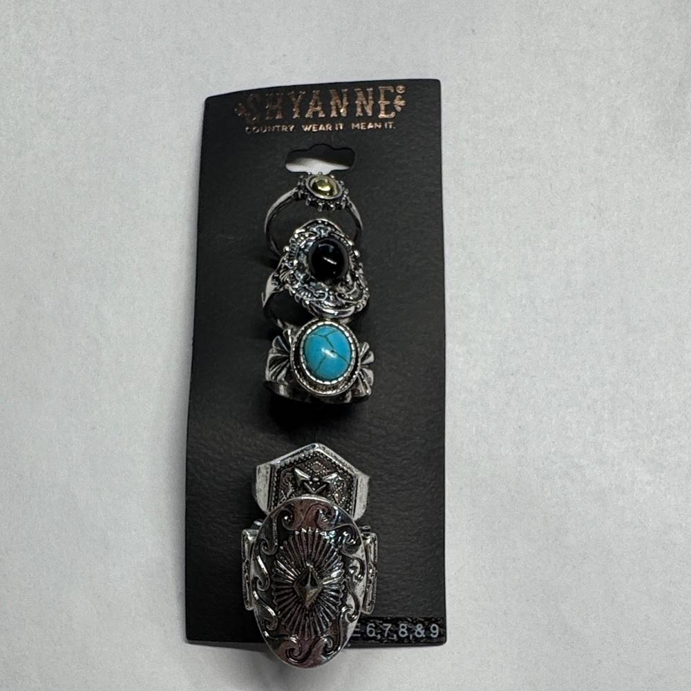 Shyanne Silver and Turquoise Ring Set